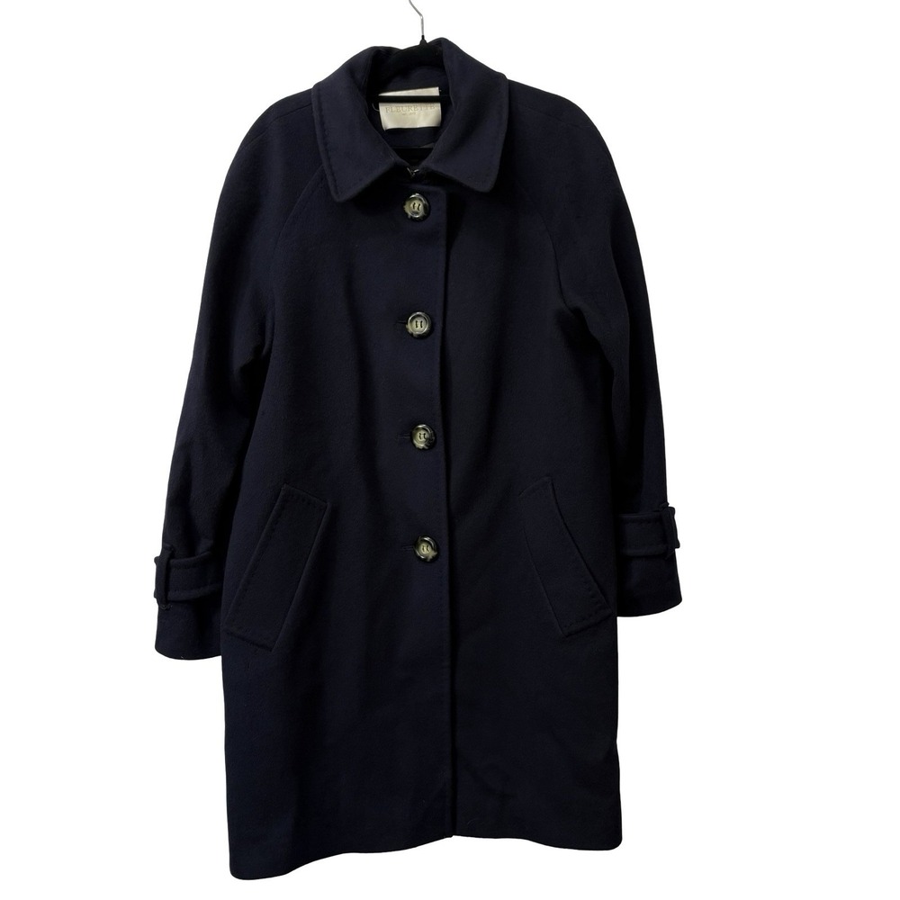 Fleurette Ing Loro Piana Womens Blue Wool Long Coat Made in USA Size 12